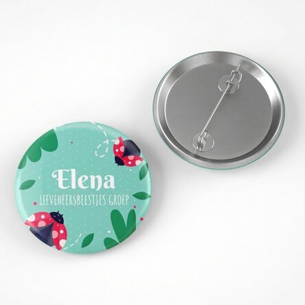 Gepersonaliseerde button met tekst - De lieveheersbeestjesgroep