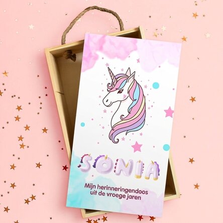 Gepersonaliseerde houten geschenkdoos met boodschap - Speciale eenhoorn