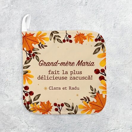 Sous-verre personnalisé avec inscription - Feuilles d'automne
