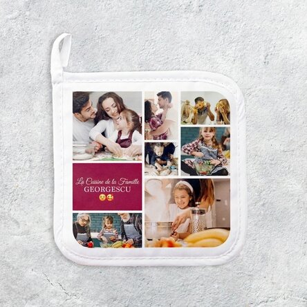 Sous-verre personnalisé pour casserole chaude avec 7 photos et un texte - Ta cuisine