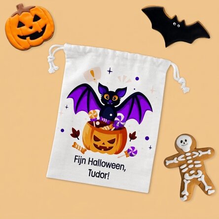 Kleine cadeautasje met gepersonaliseerde tekst - Halloween