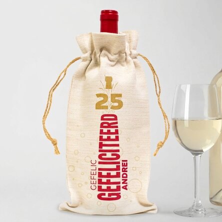 Gepersonaliseerd zakje voor een fles wijn - Happy Birthday