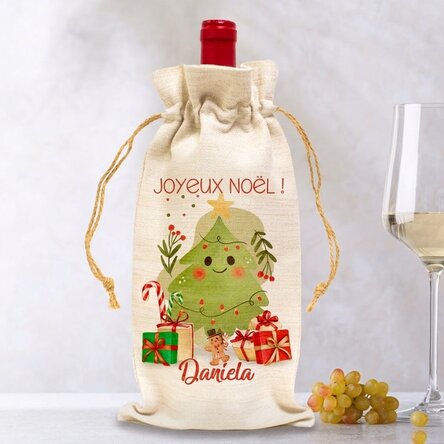 Sac personnalisé pour bouteille de vin - Illustration de Noël