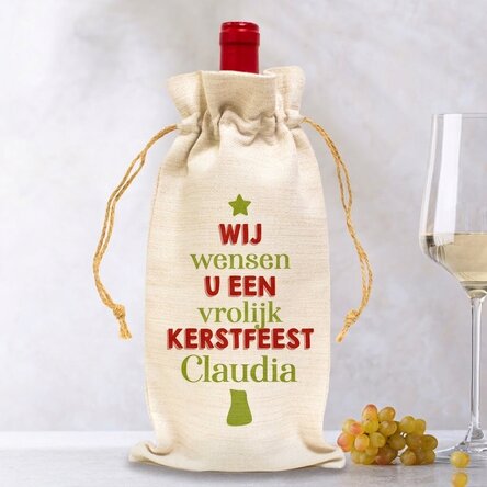 Gepersonaliseerd zakje voor een fles wijn - We wish you a Merry Christmas
