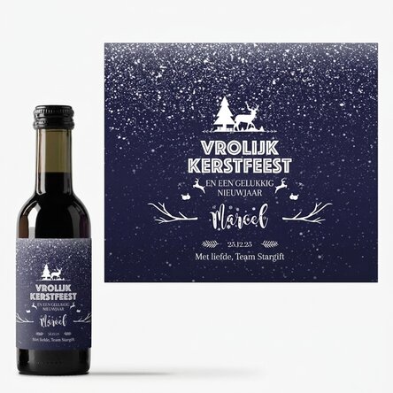 Gepersonaliseerd mini-wijnflesje met tekst - Snowing Night