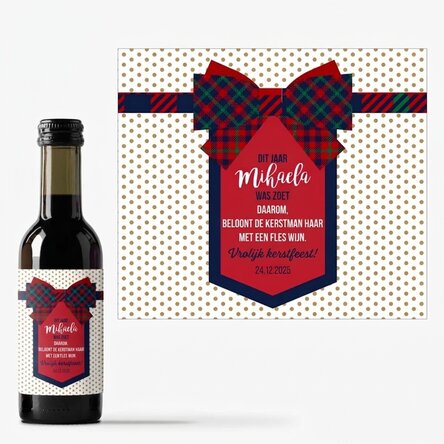 Gepersonaliseerd mini-wijnflesje met tekst - Strikje