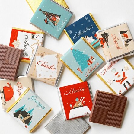 Lot de 10 mini-chocolats personnalisés avec un prénom - Sweet Christmas