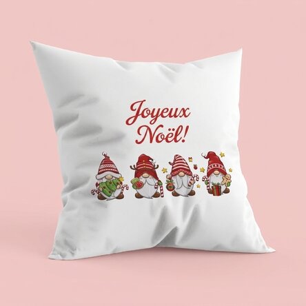 Coussin personnalisé avec inscription - Gnomes de Noël