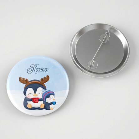Gepersonaliseerde button met tekst - Pinguïns