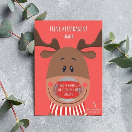 Gepersonaliseerde kraskaart voor Kerstmis - Model Ren
