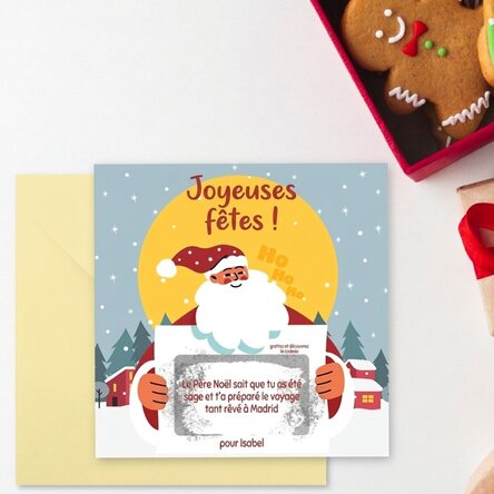 Carte à gratter personnalisée avec un message - Une nouvelle du Père Noël