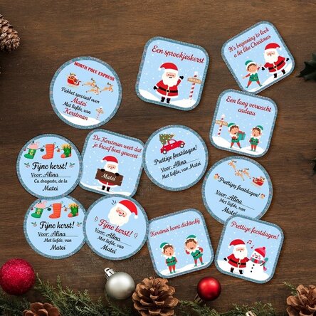 Set van 12 gepersonaliseerde stickers (zelfklevende etiketten) - Feestelijke sfeer