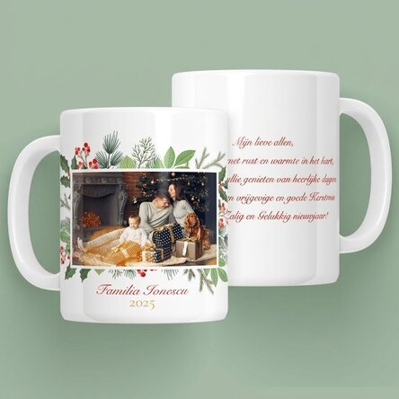 Gepersonaliseerde mok met een foto en tekst - Vrolijk Kerstfeest!