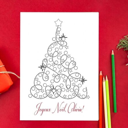 Carte de vœux personnalisée à colorier avec un message de Noël