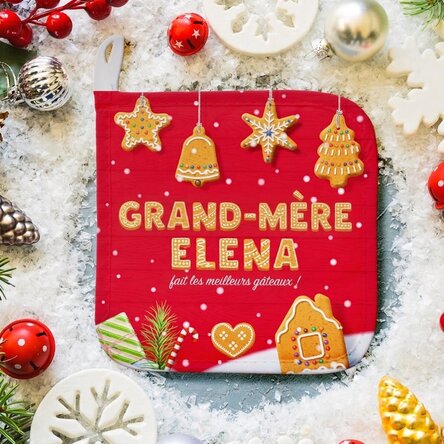 Sous-verre personnalisé avec le prénom des grands-parents - Christmas Gingerbread