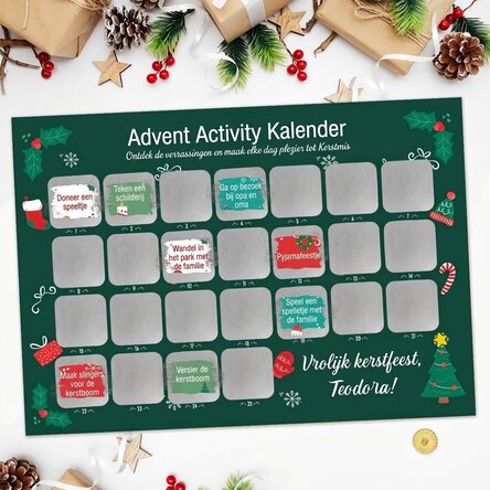 Gepersonaliseerde, afkrabbare adventsposter met teksten - Activiteiten