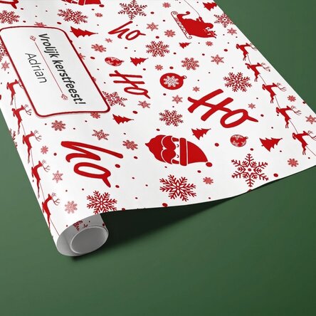 Gepersonaliseerd cadeaupapier met tekst in een kader - Kerstsfeer