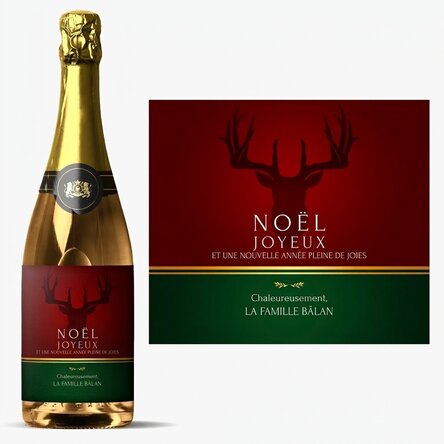 Vin mousseux personnalisé avec un message - Fêtes de fin d'année