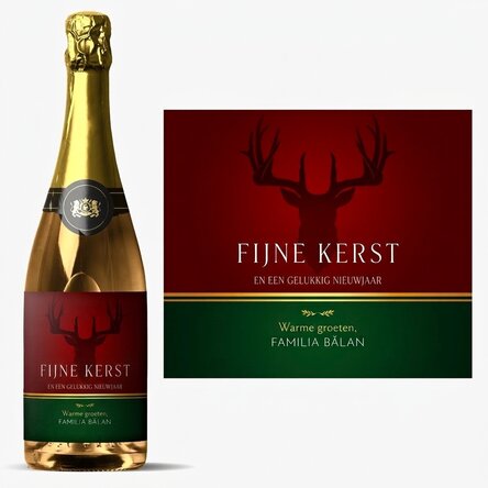 Mousserende wijn met gepersonaliseerde tekst - Winterfeestdagen