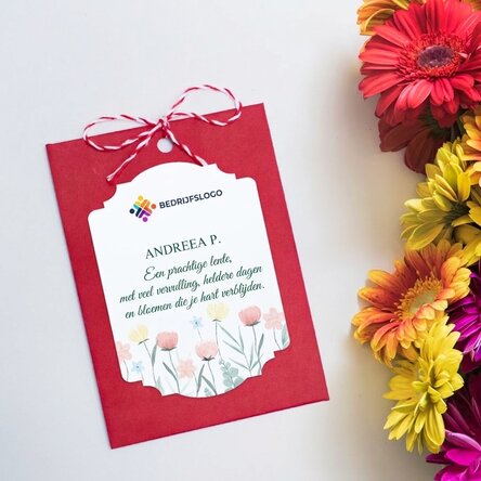 Gepersonaliseerde Martisor om in de grond te planten, met logo en boodschap
