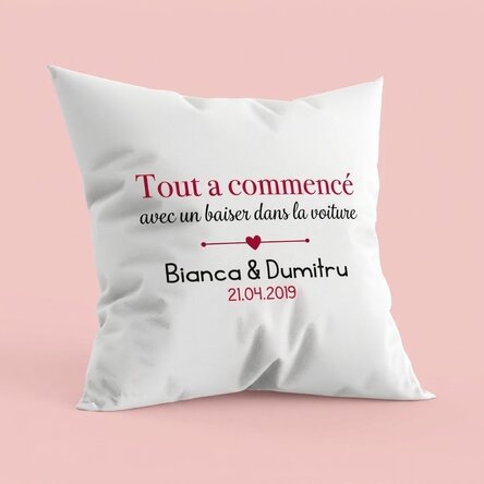 Coussin personnalisé avec inscription - « Where it all began »