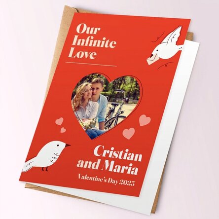 Gepersonaliseerde wenskaart met foto en tekst - Onze oneindige liefde