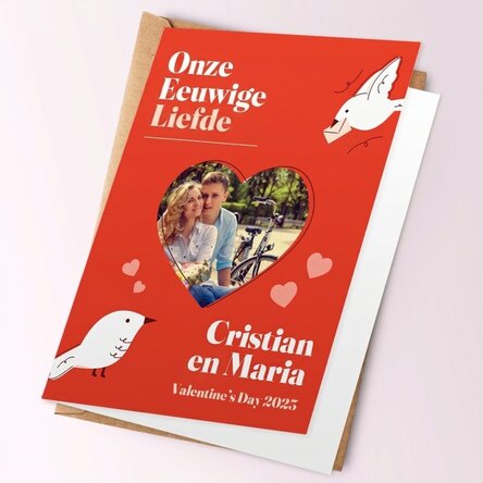Gepersonaliseerde wenskaart met foto en tekst - Onze oneindige liefde