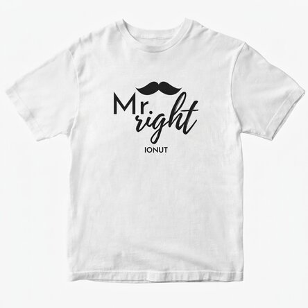 Katoenen T-shirt met gepersonaliseerde tekst - Mr. Right