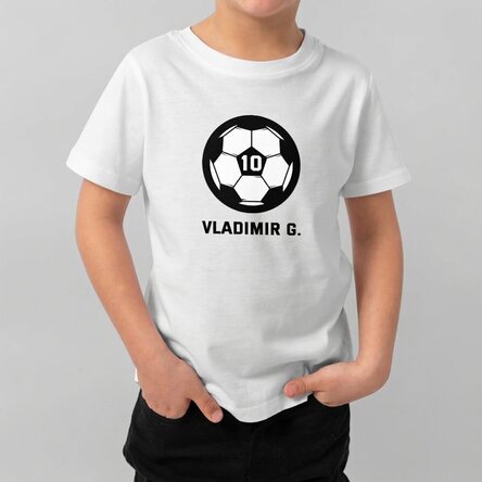 T-shirt en coton pour enfants personnalisé avec un texte - Football