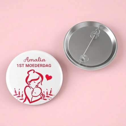 Gepersonaliseerde button met tekst - Moeder en kind