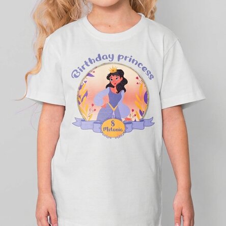T-shirt en coton pour enfants personnalisé avec le texte « Birthday princess »