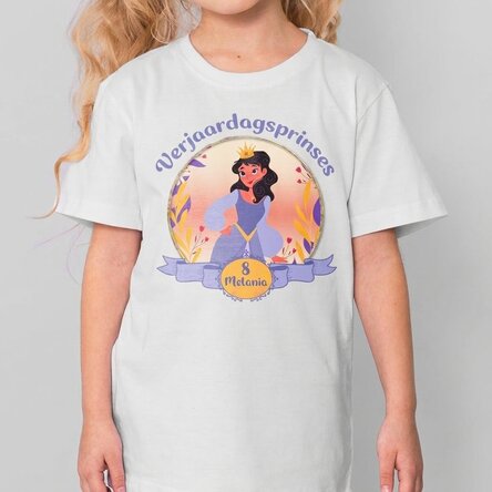 Katoenen T-shirt voor kinderen, gepersonaliseerd met tekst - Birthday princess