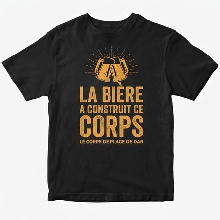 T-shirt en coton personnalisé avec le texte « Beer Built This Body »