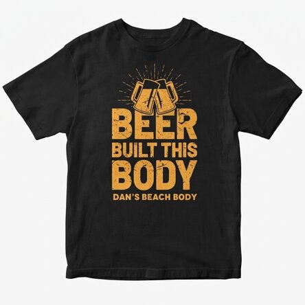 Katoenen T-shirt met gepersonaliseerde tekst - Beer Built This Body