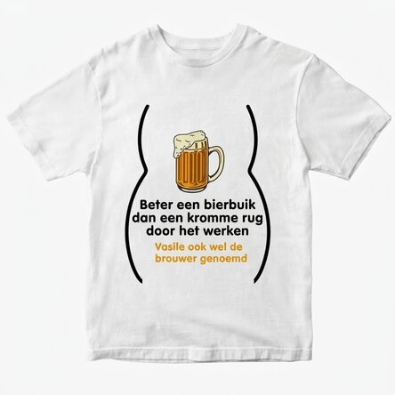 Katoenen T-shirt met gepersonaliseerde tekst - Bierbuik