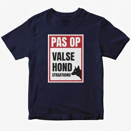 Katoenen T-shirt met gepersonaliseerde tekst - Pas op, gevaarlijke hond!