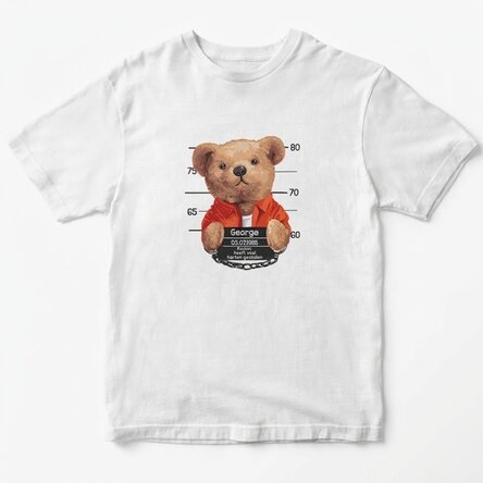 Katoenen T-shirt met gepersonaliseerde tekst - Prison teddy bear
