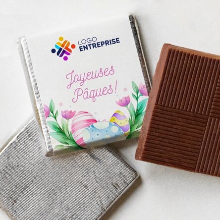 Mini-chocolat personnalisé avec logo et message - Joyeuses Pâques !