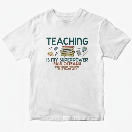 T-shirt en coton personnalisé avec le texte « Teaching is my superpower »