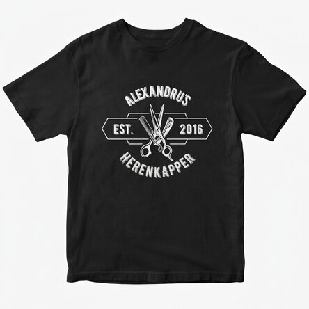 Katoenen T-shirt met eigen tekst - Barber Shop