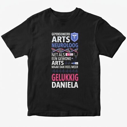 Gepersonaliseerd katoenen T-shirt met tekst - Gepensioneerde arts