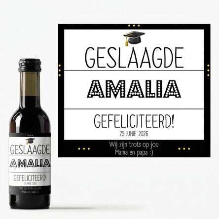 Mini-wijnflesje voor het afstuderen, gepersonaliseerd met tekst - Het genot van het afstuderen