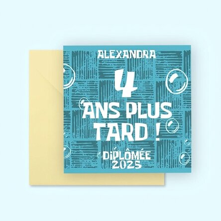 Carte carrée personnalisée avec texte - 4 ans plus tard