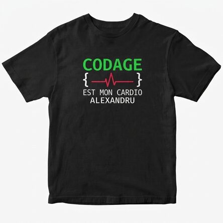 T-shirt en coton personnalisé avec le texte « Coding is my cardio »