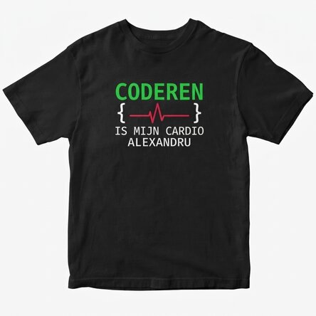 Katoenen T-shirt met gepersonaliseerde tekst - Coding is my cardio
