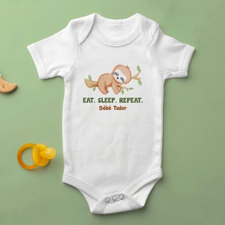 Body pour bébé personnalisé avec le message « Eat. Sleep. Repeat »