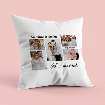 Gepersonaliseerd kussen met 5 foto’s en tekst - Memories