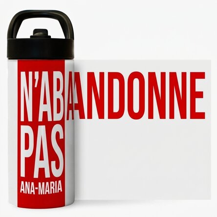 Thermos avec poignée et paille, personnalisé avec un nom - « Don't quit »