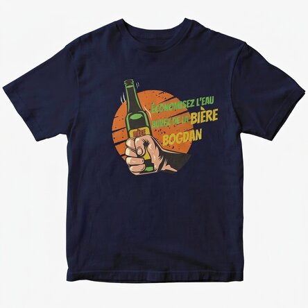 T-shirt en coton personnalisé avec le texte « Save water, drink beer »