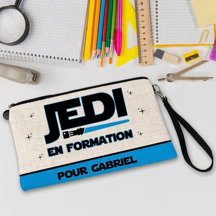 Petite trousse à accessoires personnalisée avec un prénom - Jedi en formation